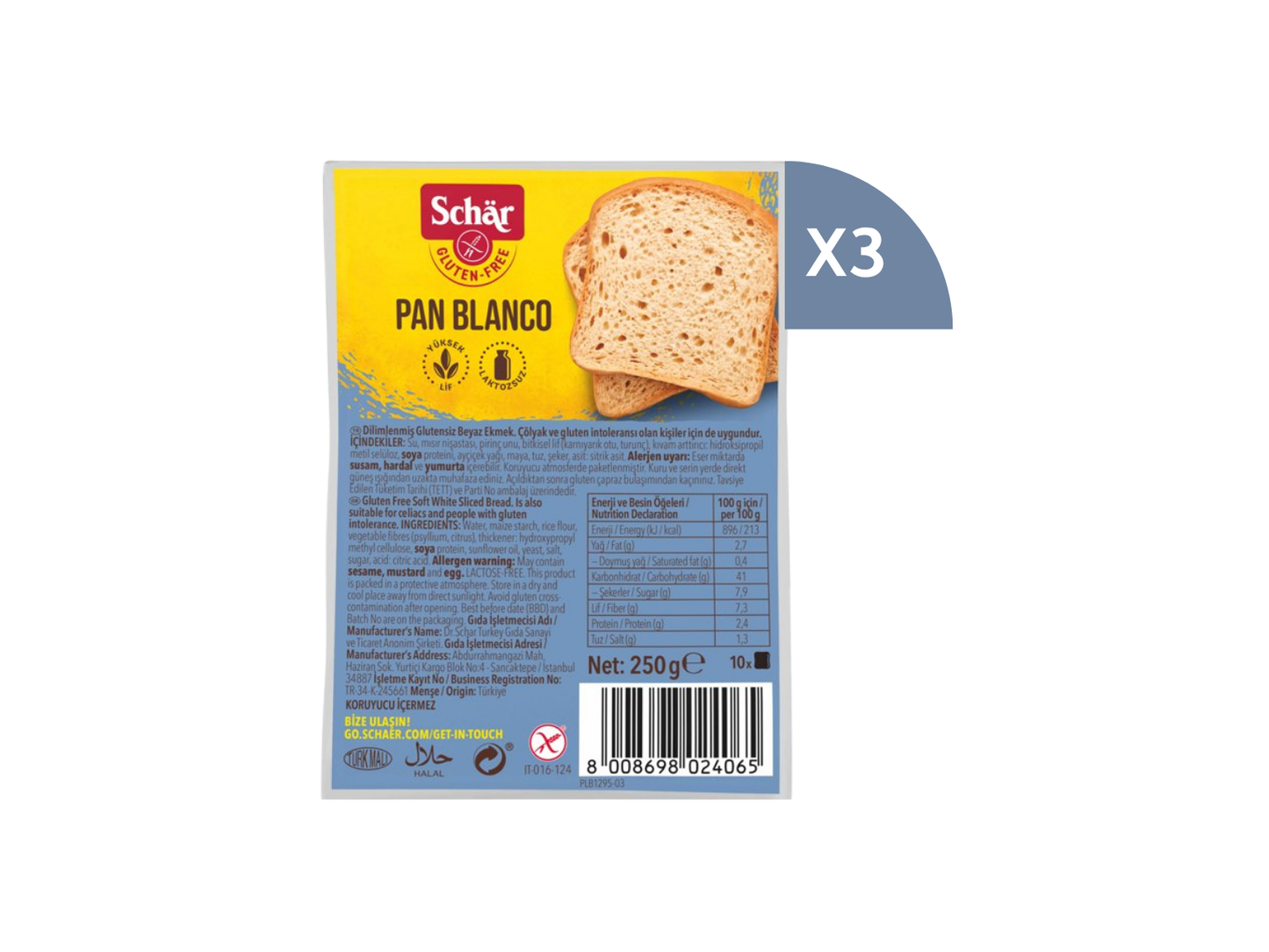 Schar Pan Blanco Ekmek 250g